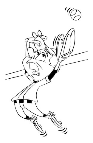 Baseball Player Jumping To Catch Ball Coloring Page